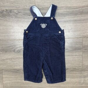 Vtg Baby‎ UR It Navy Blue Corduroy Bear Overalls Size 3/6M Cotton Bib Romper